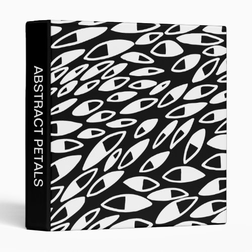 Abstract Petals 1in White on Black 3 Ring Binder