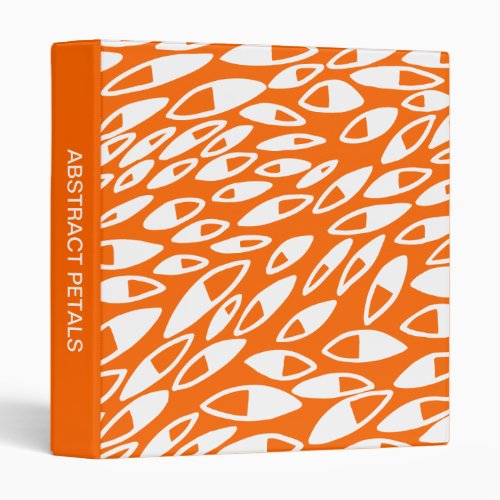 Abstract Petals 1in White on Orange 3 Ring Binder