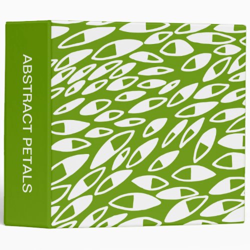 Abstract Petals 2in White on Avocado 3 Ring Binder