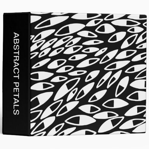 Abstract Petals 2in White on Black Binder