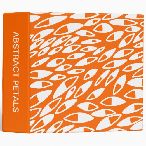Abstract Petals 2in White on Orange 3 Ring Binder