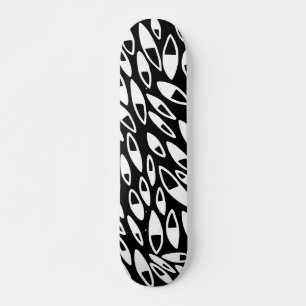 Abstract Petals - White on Black Skateboard