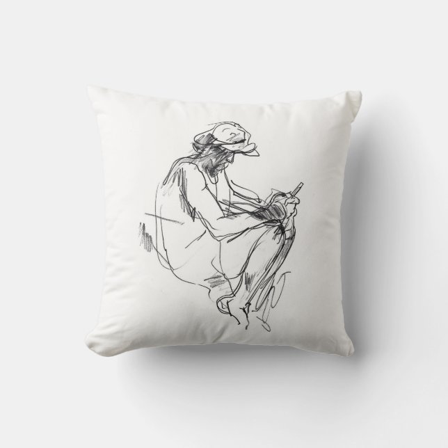 Abstract Phone Addict Sketch Throw Pillow (Front)