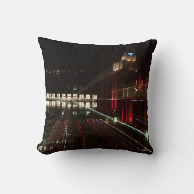 Abstract photo pillow, buildings throw pillow (Front)