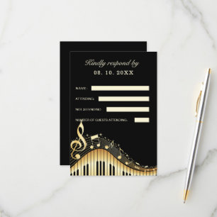 Abstract Piano Keyboard RSVP Card