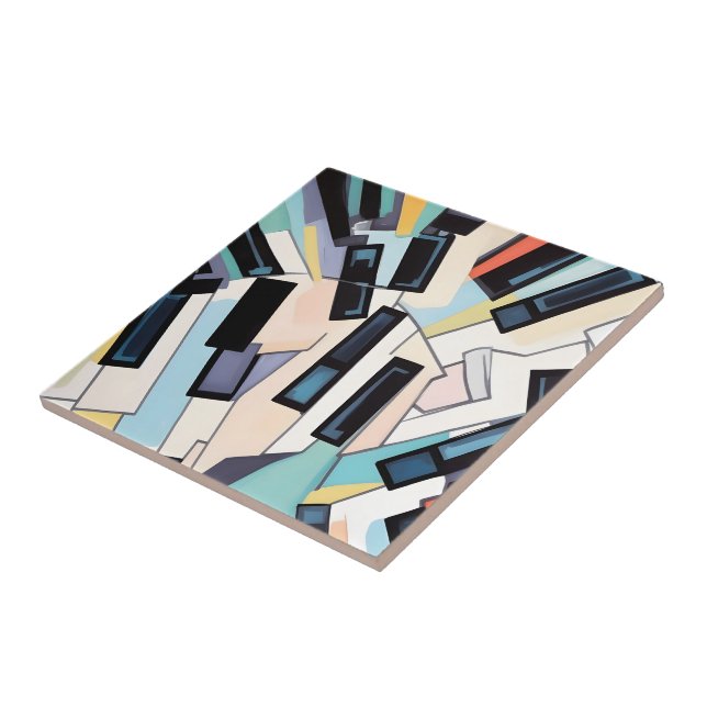 Abstract piano keys artwork ceramic tile (Side)