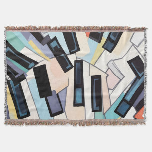 Abstract piano keys artwork throw blanket