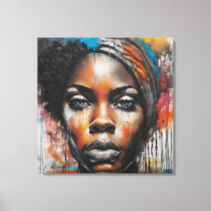 Abstract picture black woman's face canvas print