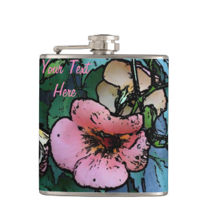 abstract picture of pretty pink and black flowers flask