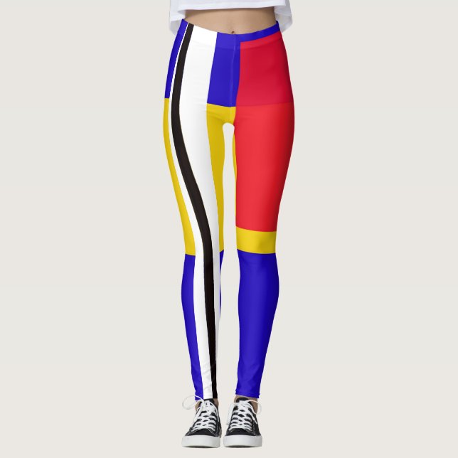 Abstract Piet Mondrian Inspired Women's Leggings (Front)