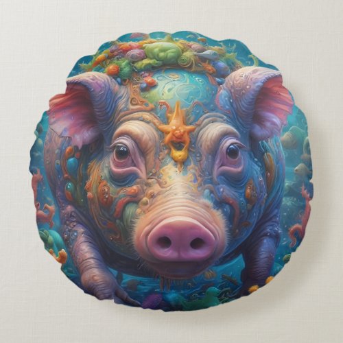 Abstract PIg Round Pillow