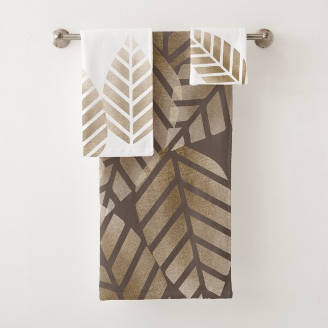 Abstract Pine Cones Of Copper And Platinum Pattern Bath Towel Set (Insitu)