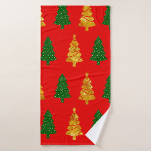 Abstract Pine Trees with Foil Texture Seamless Chr Bath Towel