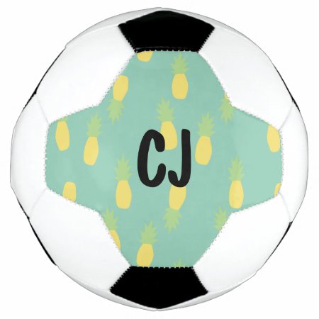 Abstract Pineapple Monogrammed Initials Soccer Ball