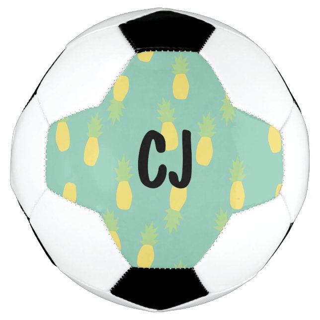 Abstract Pineapple Monogrammed Initials Soccer Ball (Front)