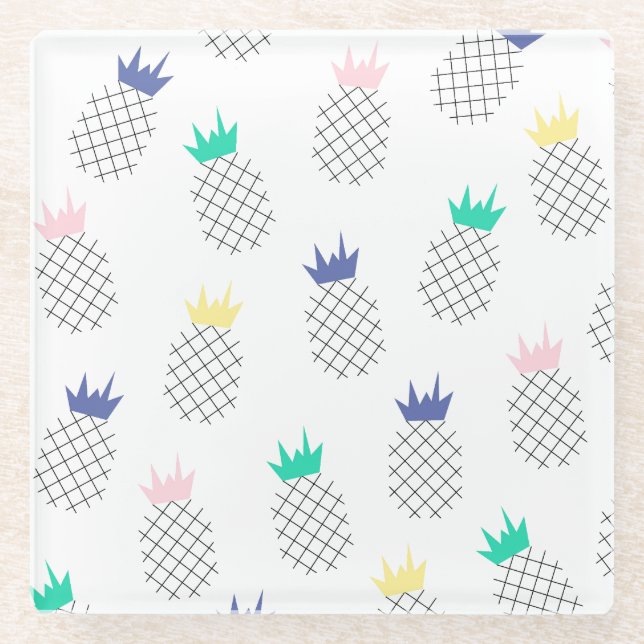 Abstract Pineapples 2 Glass Coaster (Front)