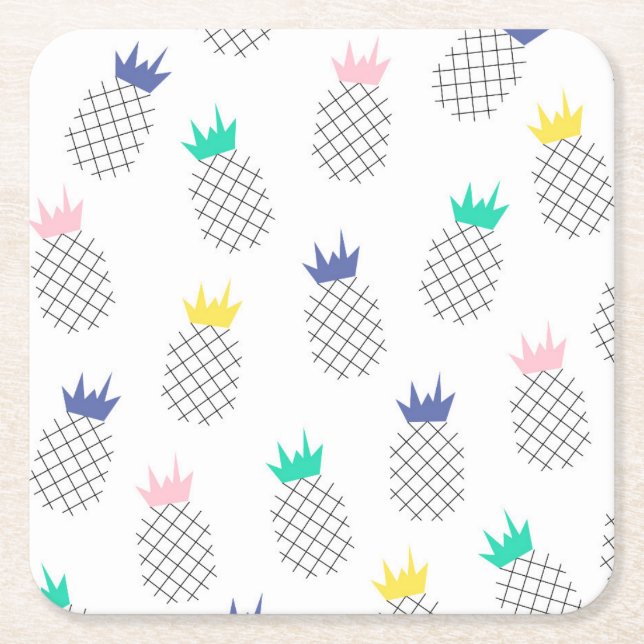 Abstract Pineapples 2 Square Paper Coaster (Front)