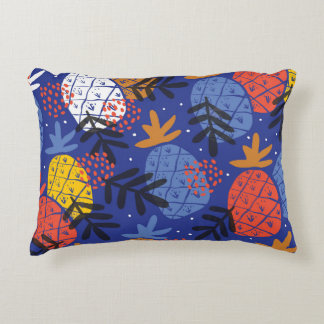 Abstract Pineapples Leaves Vintage Pattern Accent Pillow