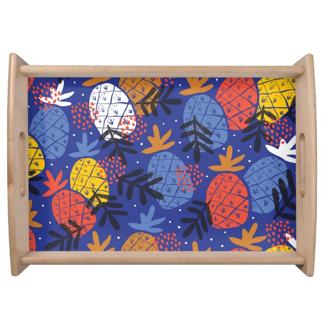Abstract Pineapples Leaves Vintage Pattern Serving Tray (Front)