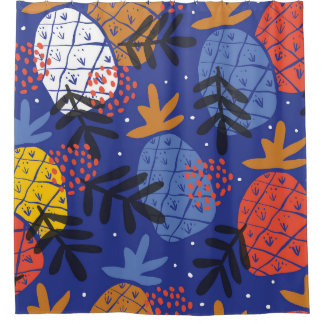 Abstract Pineapples Leaves Vintage Pattern Shower Curtain