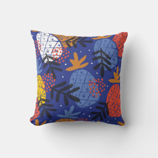 Abstract Pineapples Leaves Vintage Pattern Throw Pillow