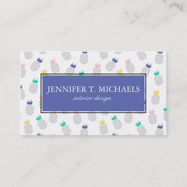 Abstract Pineapples | Monogram Business Card (Front)
