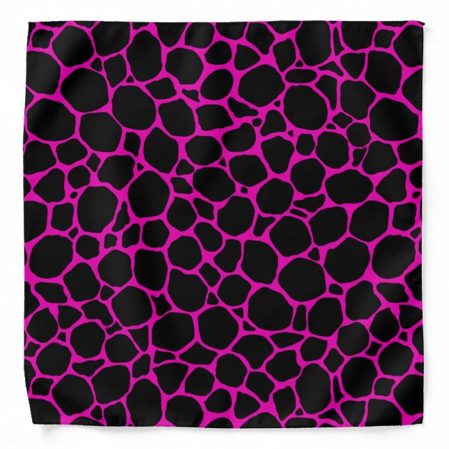 Abstract Pink and Black Animal Print Pattern Bandana (Front)