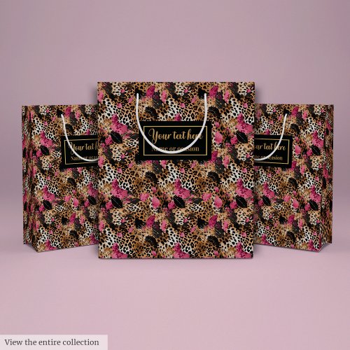 Abstract pink and black leopard skin gift pack medium gift bag