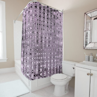 Abstract Pink and Black Retro Boomerang Waves Shower Curtain