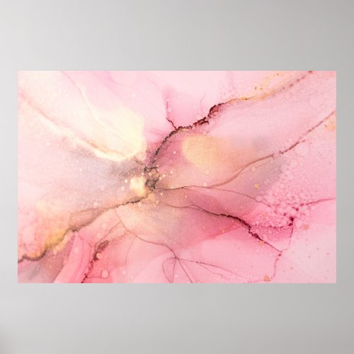 Abstract pink and gold fragment of colorful backgr poster