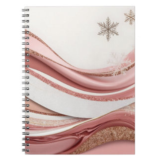Abstract Pink and Gold Glitter Waves Notebook