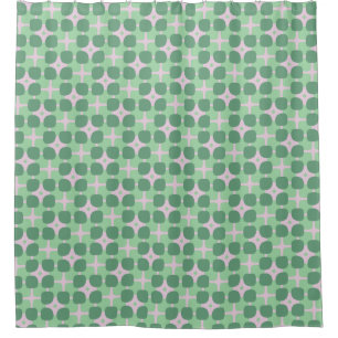Abstract Pink and Green Bathroom Shower Curtain