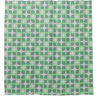 Abstract Pink and Green Bathroom Shower Curtain