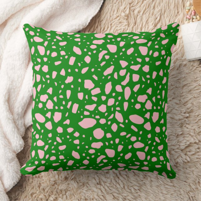 Abstract Pink and Green  Throw Pillow (Blanket)
