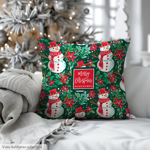 Abstract pink and magenta watercolor preppy gift throw pillow