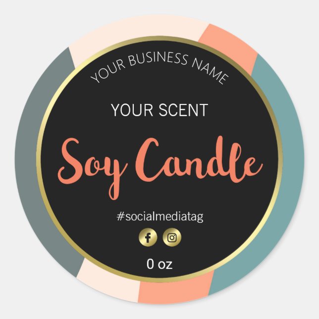 Abstract Pink And Orange Soy Candle Labels (Front)