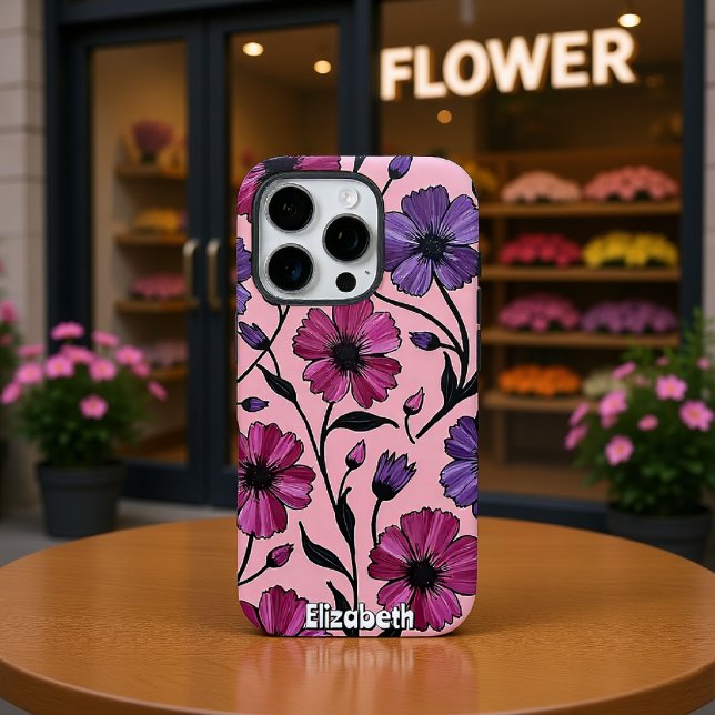 Abstract Pink and Purple Floral Relief Case-Mate iPhone Case (Creator Uploaded)