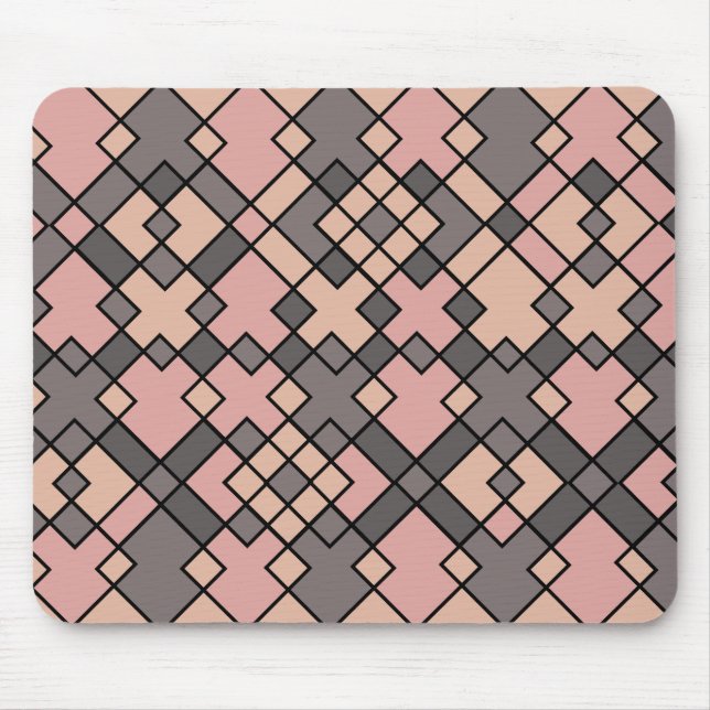 Abstract pink and purple grids pattern mouse pad (Front)