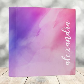 Abstract Pink And Purple Ink Watercolor Painting 3 Ring Binder by freshpaperie at Zazzle
