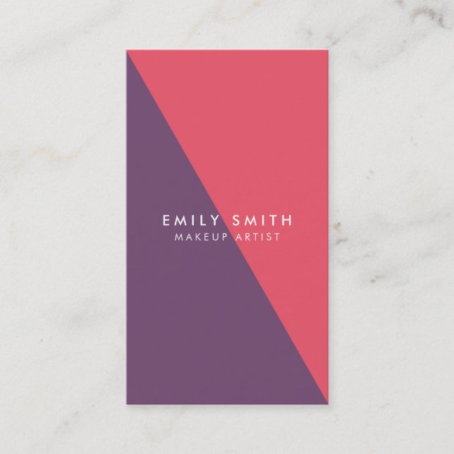 Abstract Pink and Purple Makeup Social Media Business Card (Front)