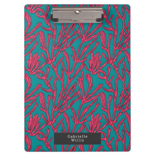 Abstract Pink and Teal Tropical Coral Pattern Clipboard
