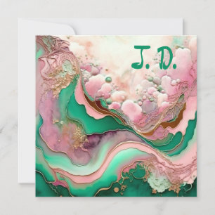 Abstract Pink and Teal Verdigris 18th