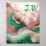 Abstract Pink and Teal Verdigris 18th  Poster<br><div class="desc">Abstract Pink and Teal Verdigris Dream is a work of abstract art that showcases the interplay of color, form, and texture. With its lush, Art Deco-inspired shapes and soothing pastel hues, this painting is a true feast for the eyes and an invitation to explore the mysteries of the creative imagination....</div>