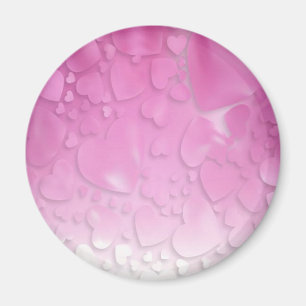abstract pink and white hearts magnet