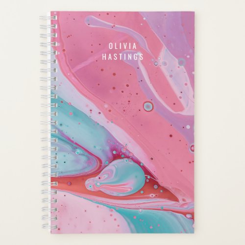 Abstract Pink Aqua Ombre Watercolor Name Notebook