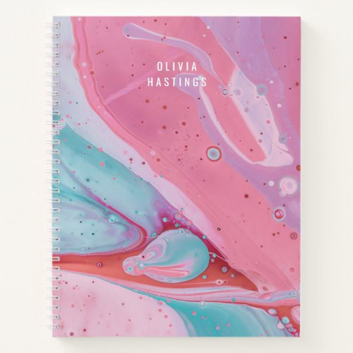 Abstract Pink Aqua Ombre Watercolor Name Notebook