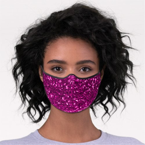 Abstract Pink Berry Fuchsia Glitter Effect Glitter Premium Face Mask