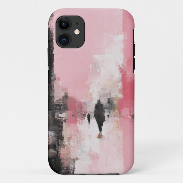 Abstract Pink & Black Art Mobile Case (Back)