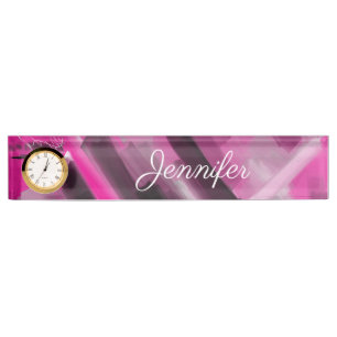 Abstract Pink Black Gray Name personalized Desk Name Plate