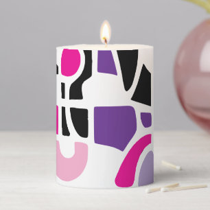 Abstract pink black purple soft color blocks pillar candle
